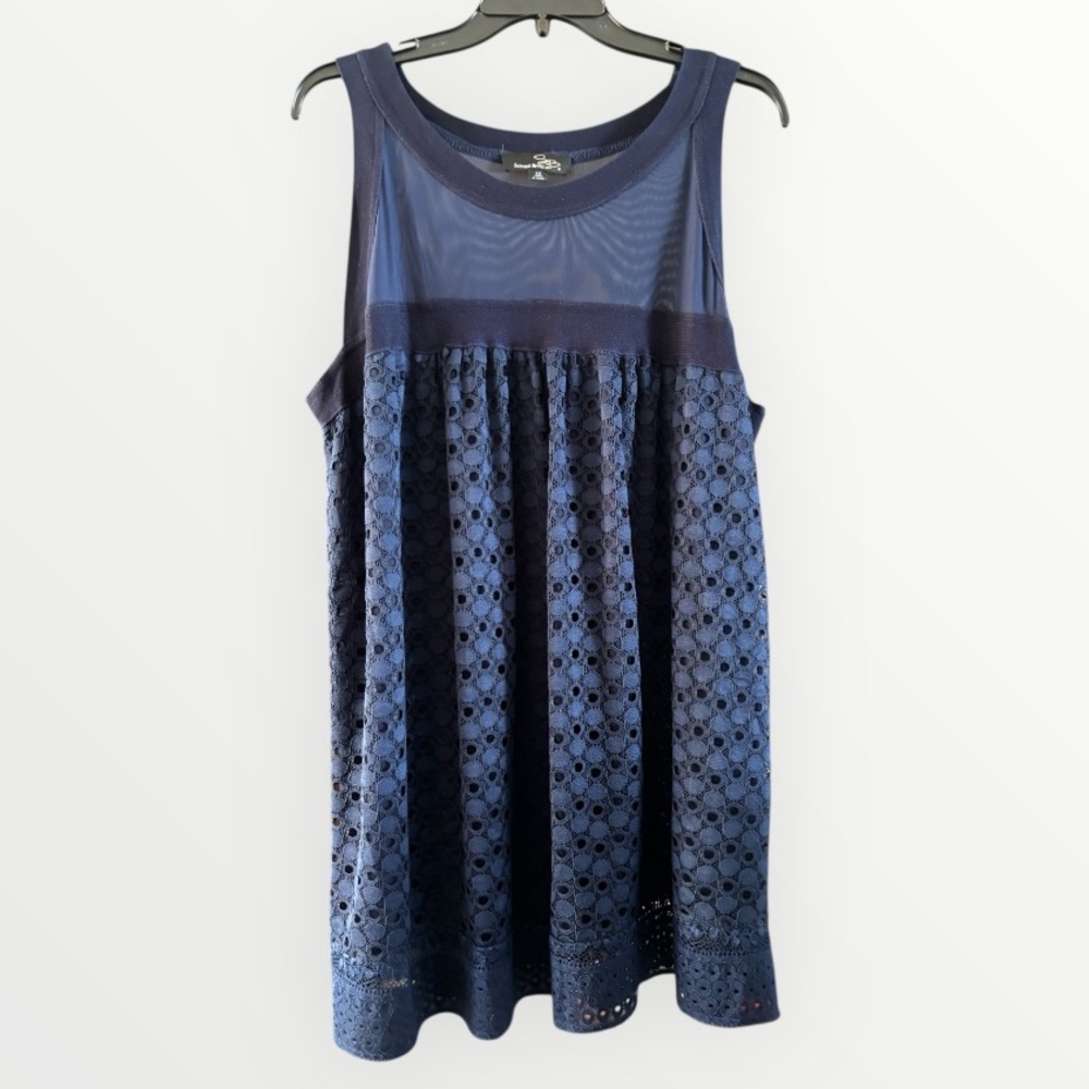Suzanne Betro Blue Sleeveless Babydoll Lace Tunic Top Women’s Size 3X